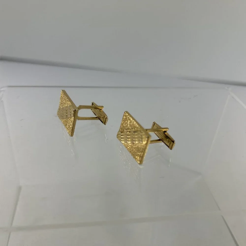 Vintage Gold Tone Textured Cufflinks Rectangles Wedding Prom Unbranded Geometric